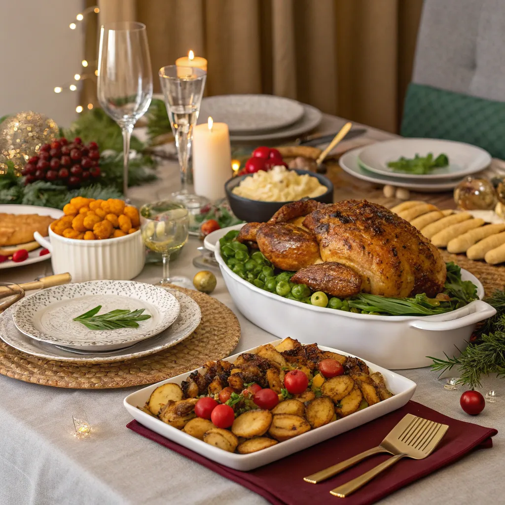 Table set with a festive feast